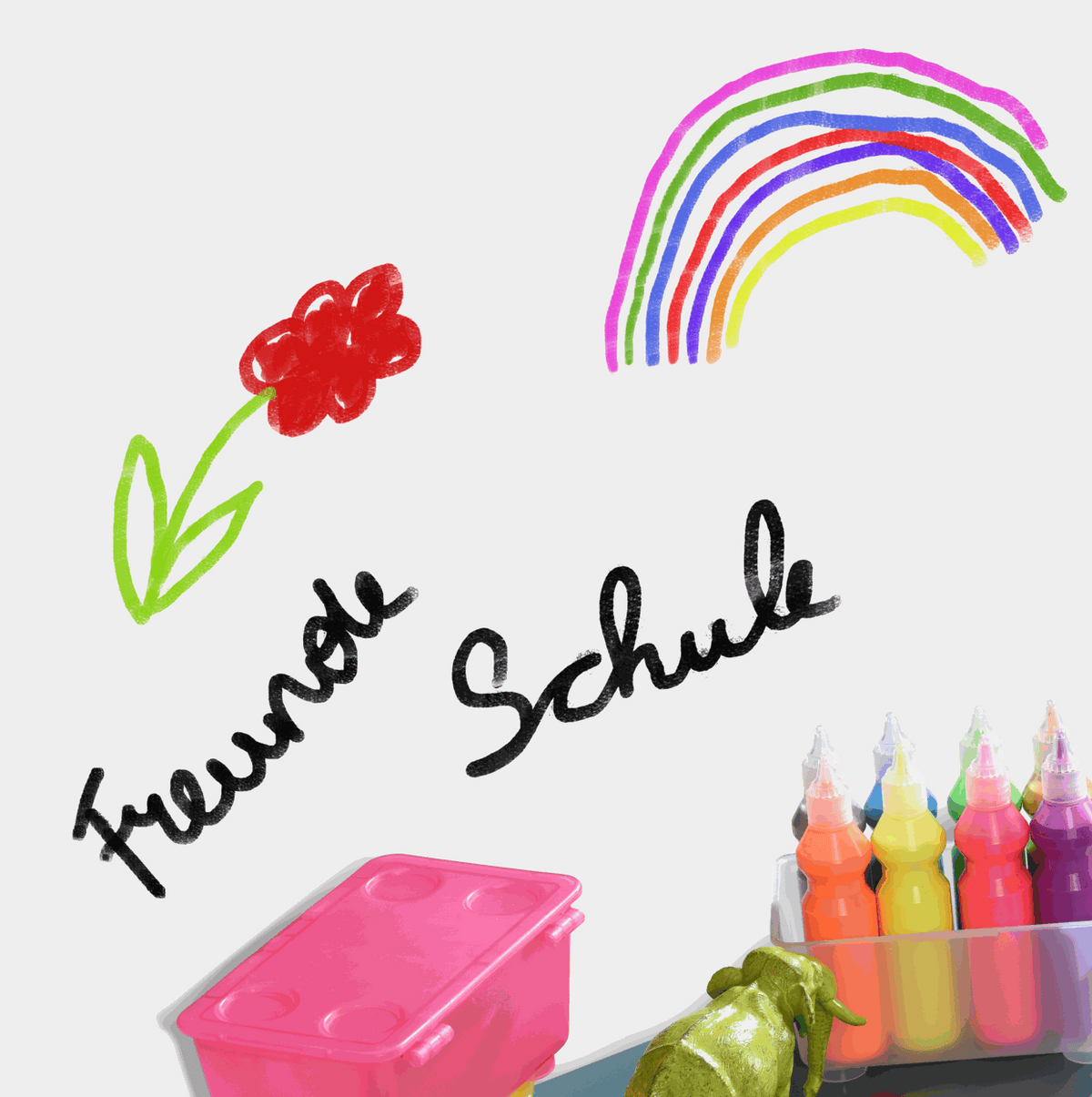 Whiteboard Folie mit weißer, beschreibbarer PVC-Oberfläche, bunten Zeichnungen und einem mitgelieferten Stift
