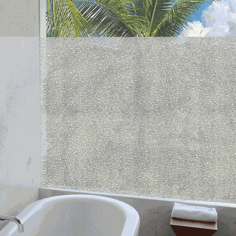 Vitrum Sichtschutzfolie mit silberner Wassertropfenstruktur aus Kunststoff, blickdicht und lichtdurchlässig