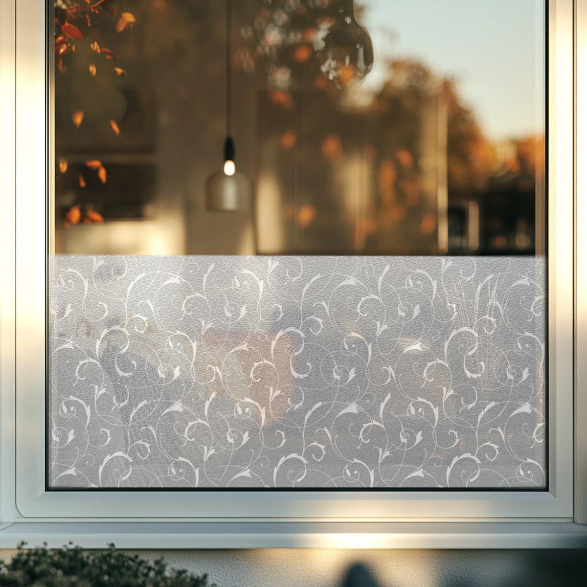Vitrostatic Sichtschutzfolie Fenster mit rundem geometrischem Muster für lichtdurchlässigen Sichtschutz und moderne Raumdekoration