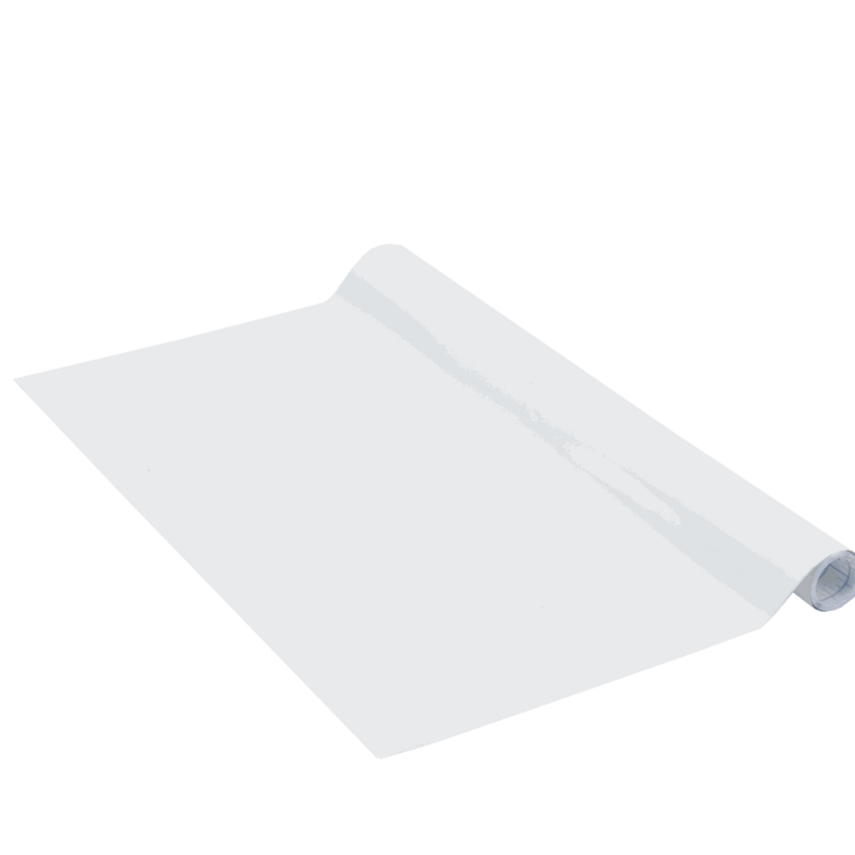 Whiteboard Folie aus weißem PVC mit glatter, glänzender Oberfläche und aufgerolltem Rand