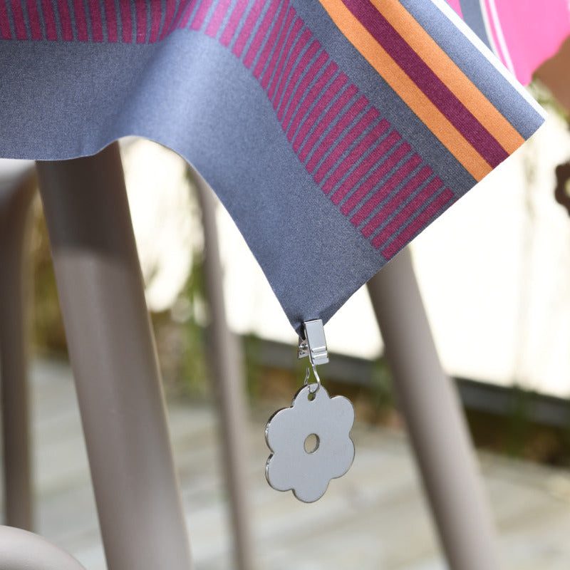 Vier Tischtuchbeschwerer mit Clip in Metalloptik fixieren Tischdecken sicher am Rand