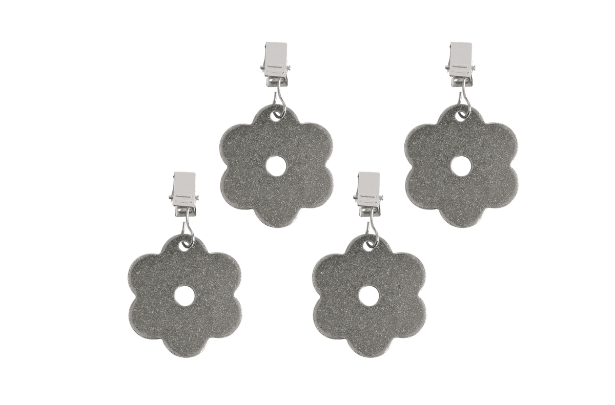 Tischtuchbeschwerer mit Clip in 4 Stück Set, Metall und Kunststoff, verhindert Verrutschen der Tischdecke innen und außen