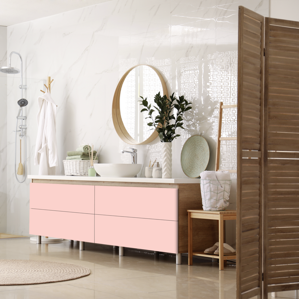 Vénilia Klebefolie Premium Unimatt Rosa matte selbstklebende Folie in Puderrosa für Möbel und Oberflächen