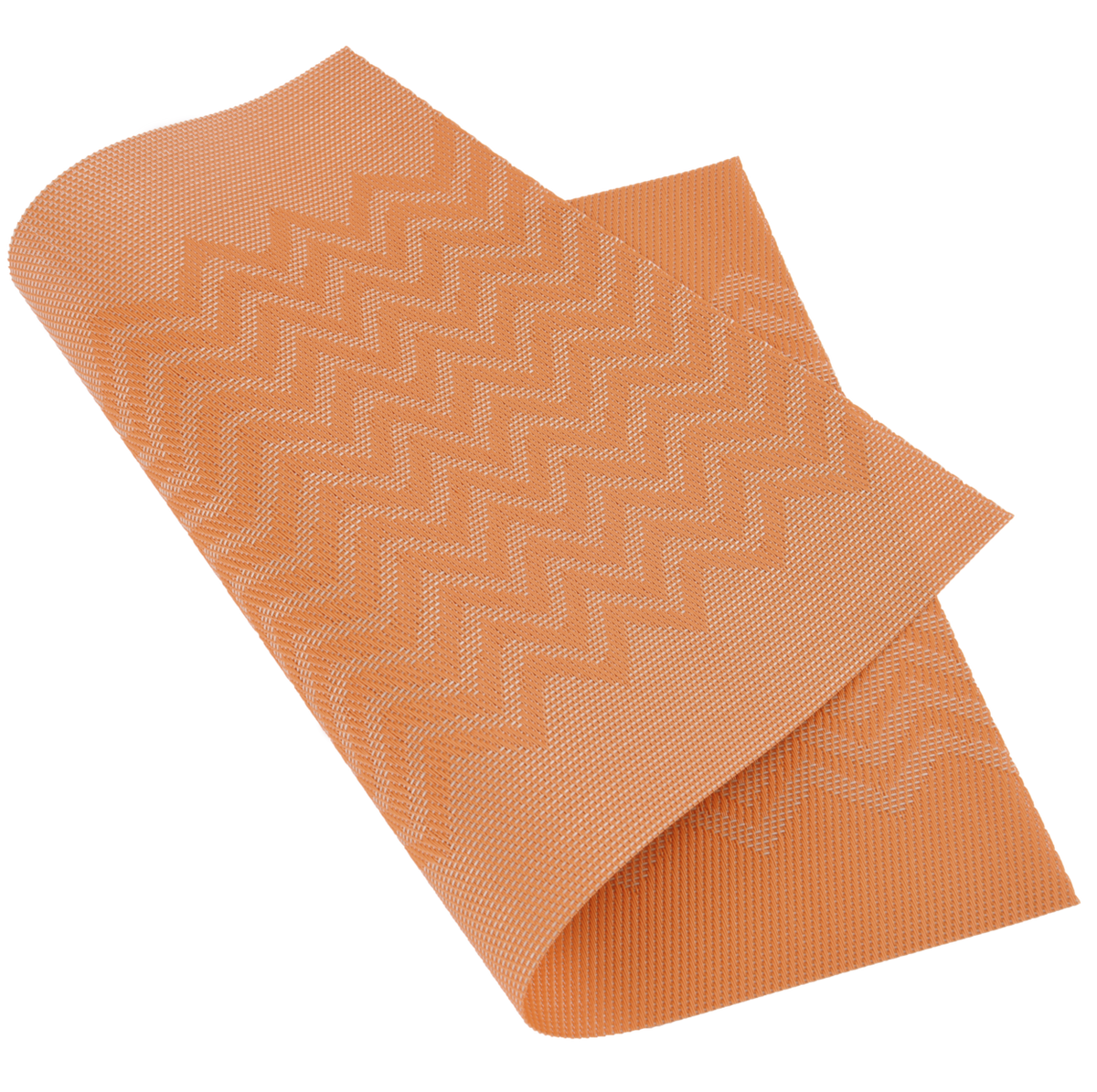 Gewebtes Tischset in Orange aus Kunststoff mit rechteckiger Form und markantem Wellenmuster, abwischbar