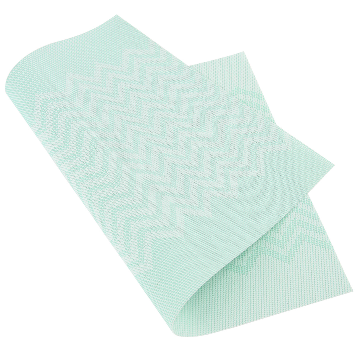 Gewebtes Tischset aus mintfarbenem Kunststoff mit gewebtem Wellenmuster und rechteckiger Form, abwischbar