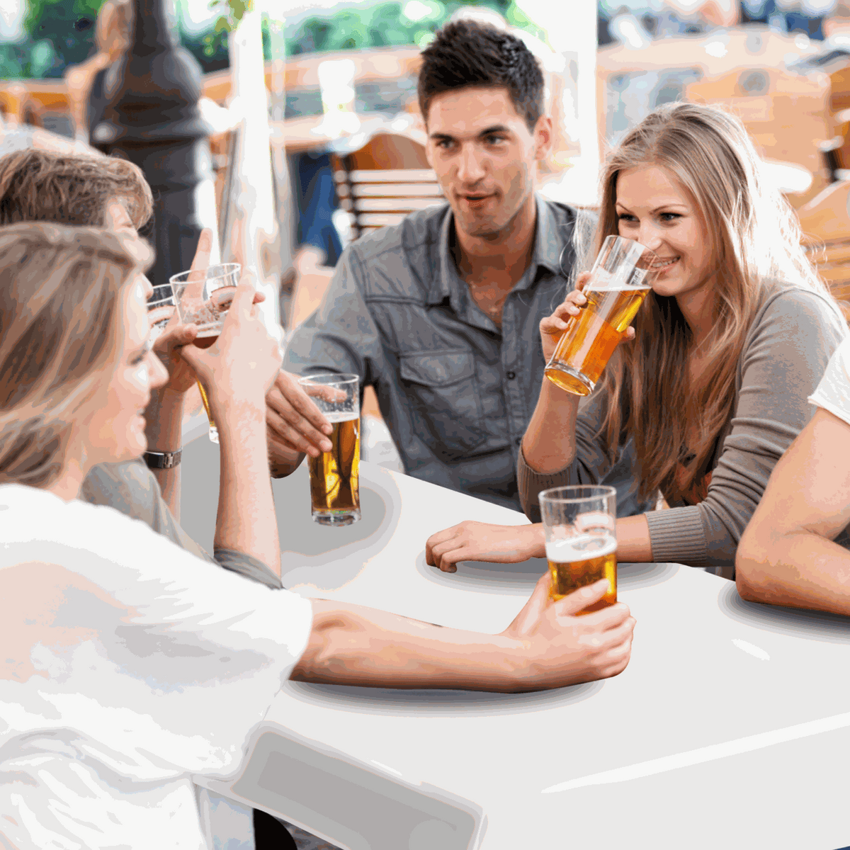 Tischdecke Party in Weiß, glatte abwischbare PE/EVA-Oberfläche für Biertische und gesellige Feiern