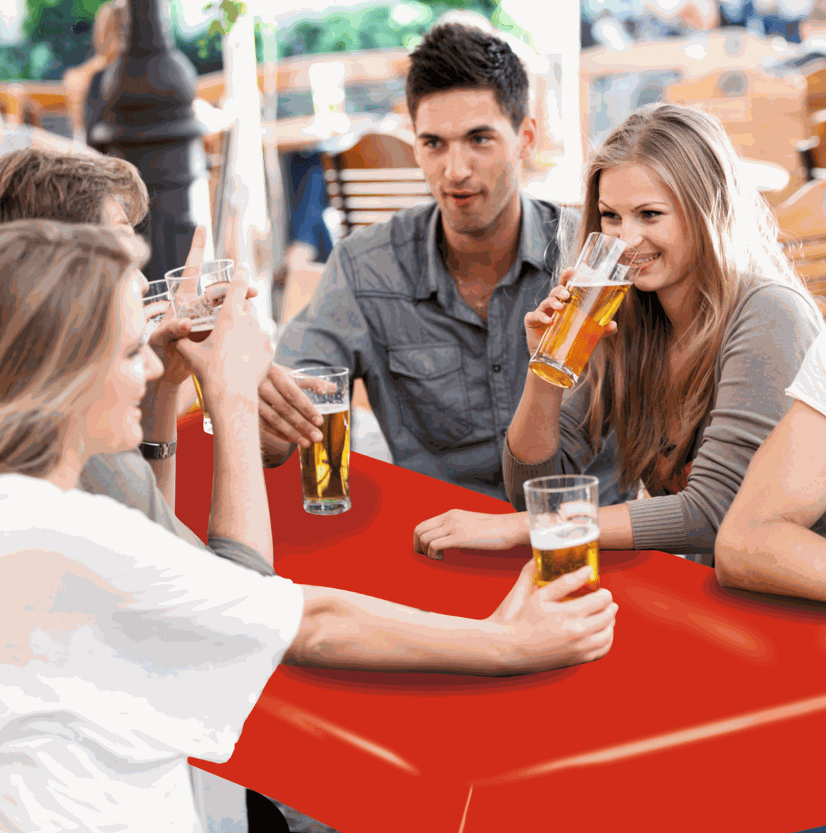 Tischdecke Party in leuchtendem Rot mit glatter, wasserdichter Oberfläche für gesellige Feiern und Biertische