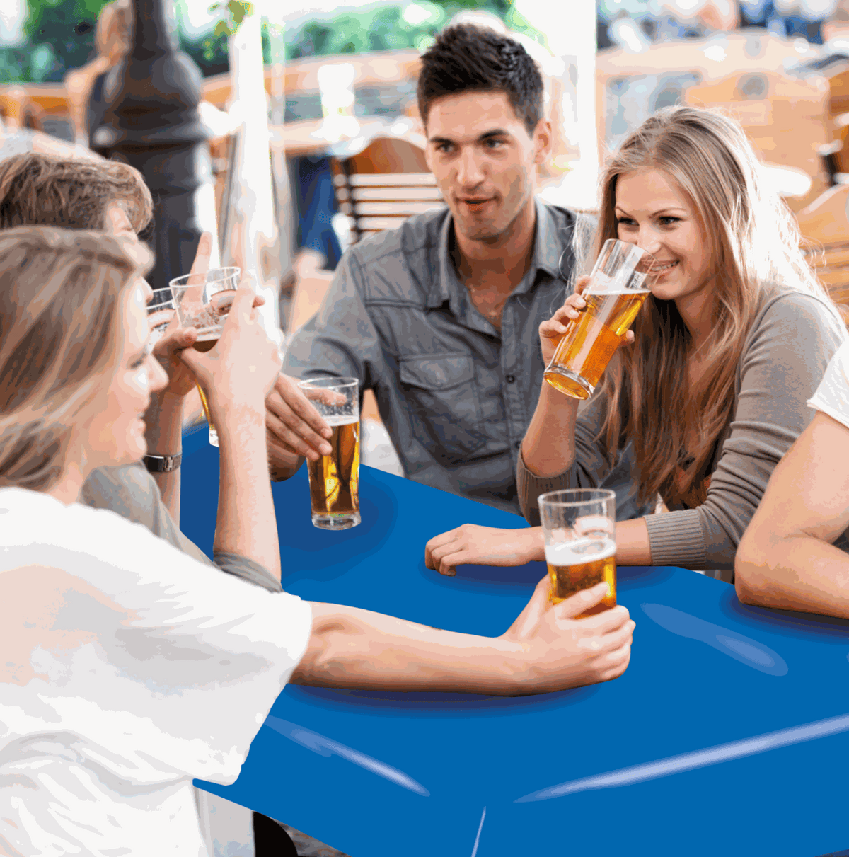 Tischdecke Party in kräftigem Blau mit glatter, abwischbarer Oberfläche für Biertische und gesellige Feiern