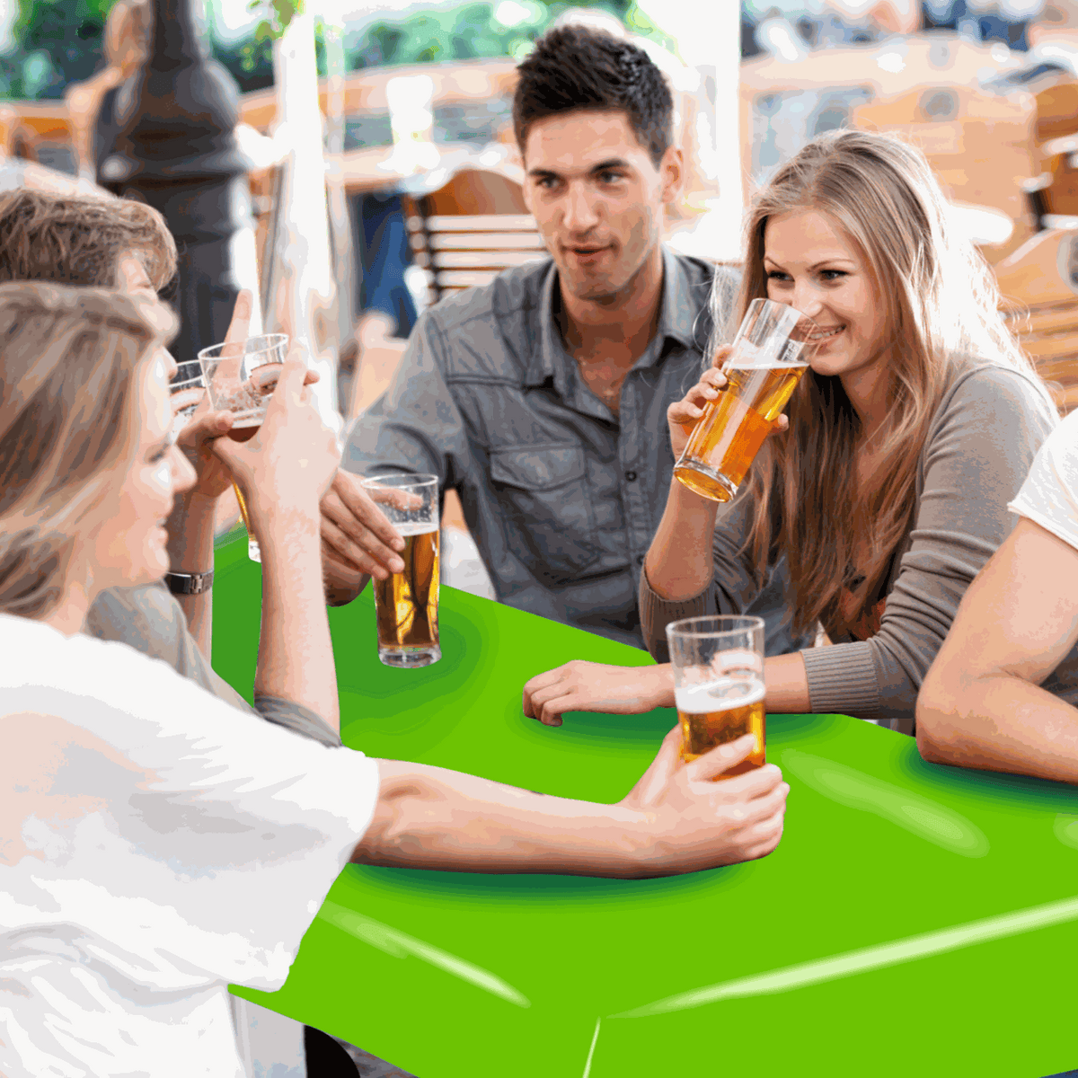 Tischdecke Party in leuchtendem Grün, rechteckig und glatt, als strapazierfähige Biertischauflage 
