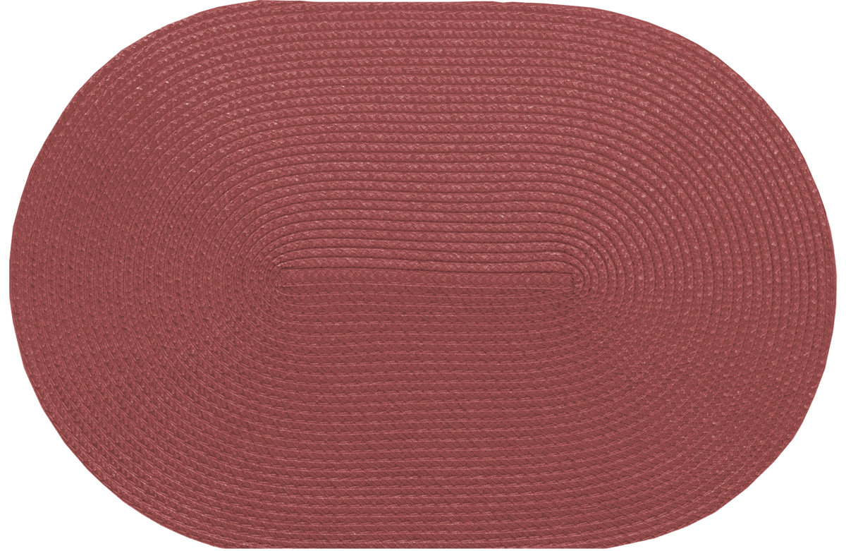 Gewebtes Tischset oval in Berry, aus Kunststoff mit strukturierter, abwischbarer Oberfläche und abgerundeter Form