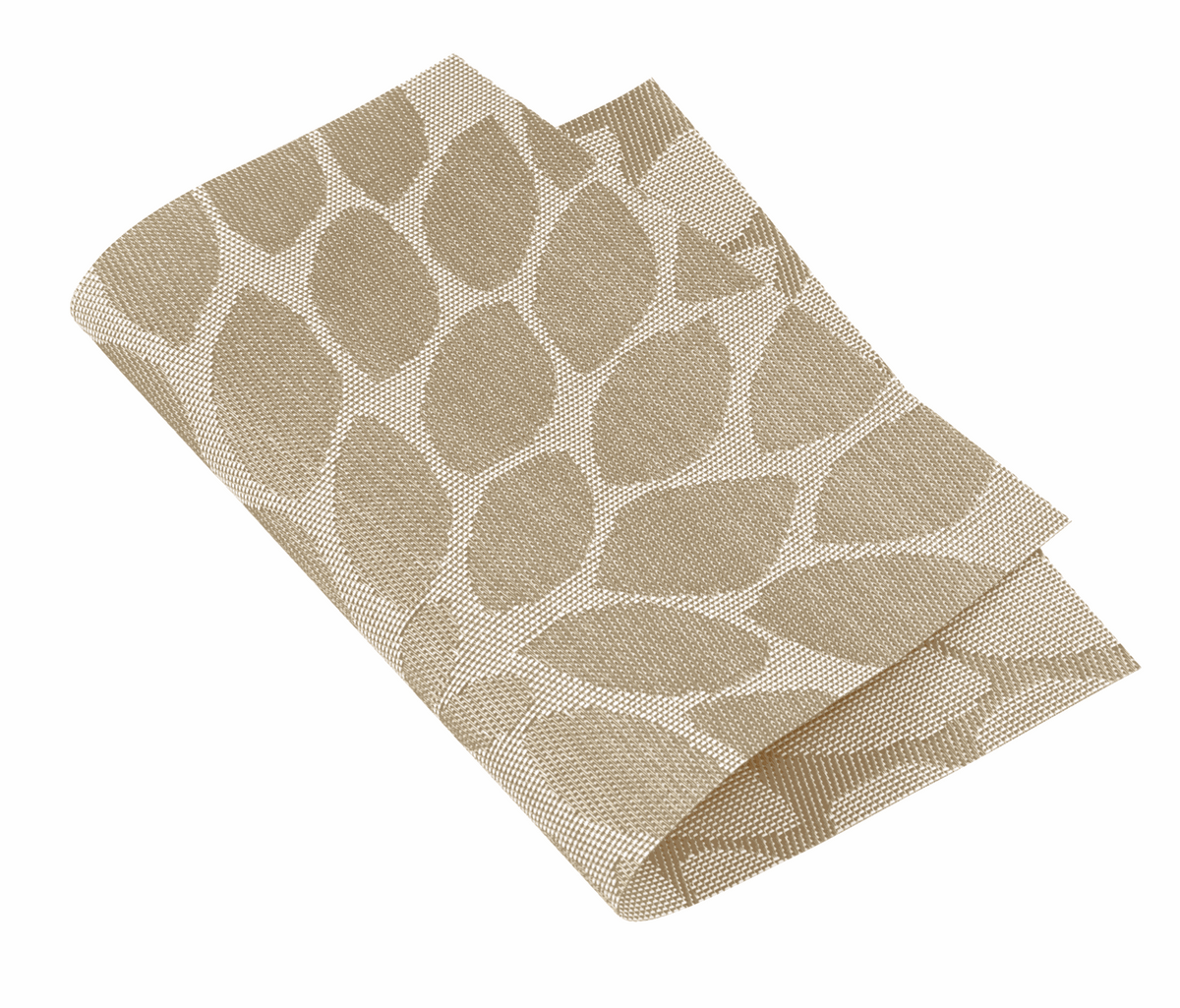 Gewebtes Tischset Blätter, rechteckig in Beige mit gewebtem Kunststoff und großflächigem Blattmuster