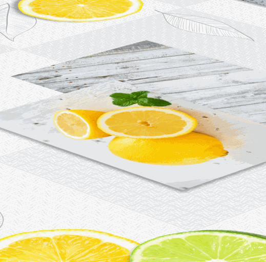 Wachstischdecke Fruits aus Kunststoff in Weiß mit Zitronen- und Limettenmuster, abwischbare Oberfläche