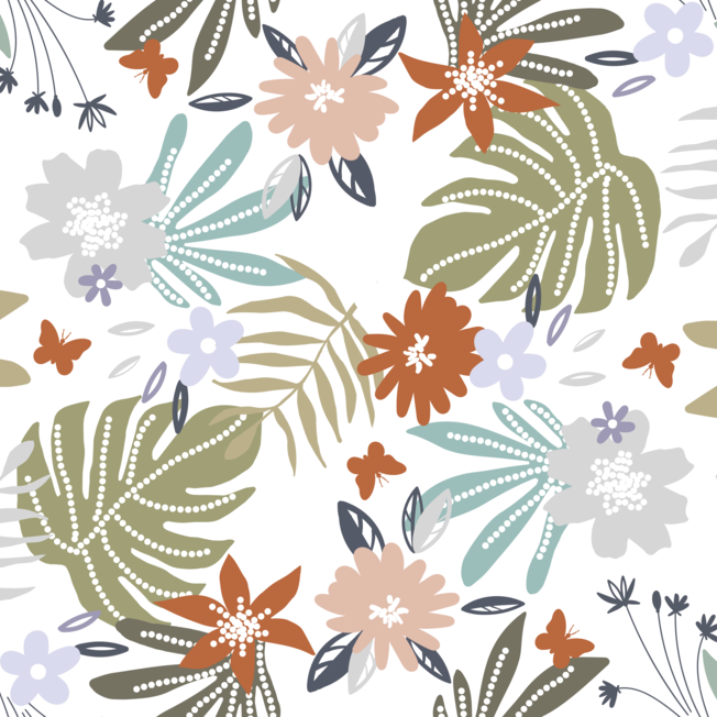 Wachstischdecke Blumen aus glattem Wachstuch mit buntem Blumen- und Blättermuster, abwischbar