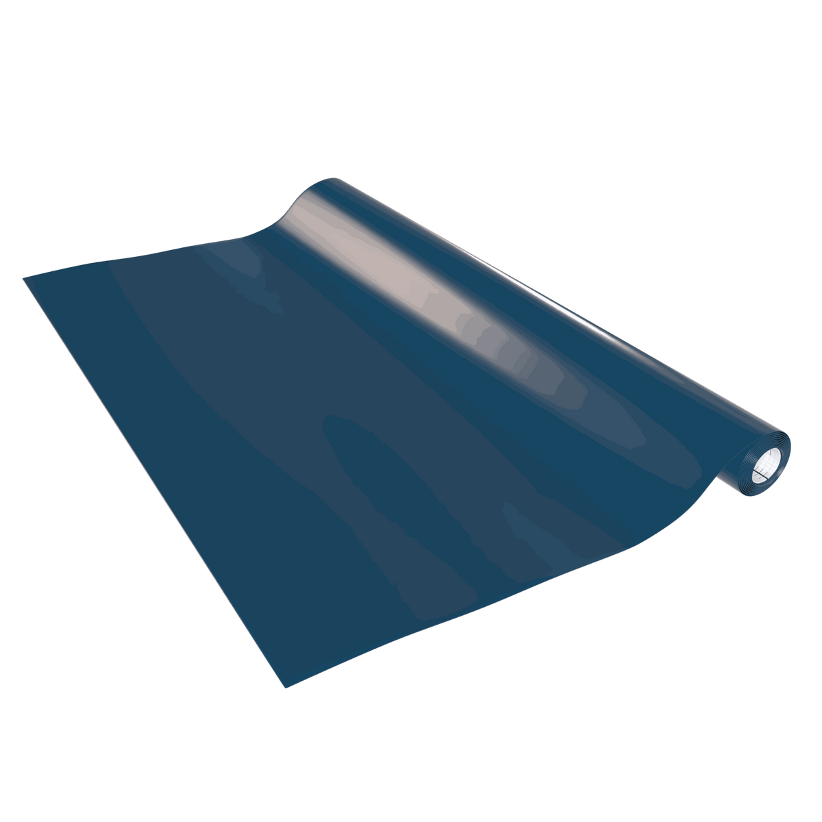 Klebefolie Standard aus blauem, glänzendem PVC als aufgerollte, selbstklebende Folienbahn geformt