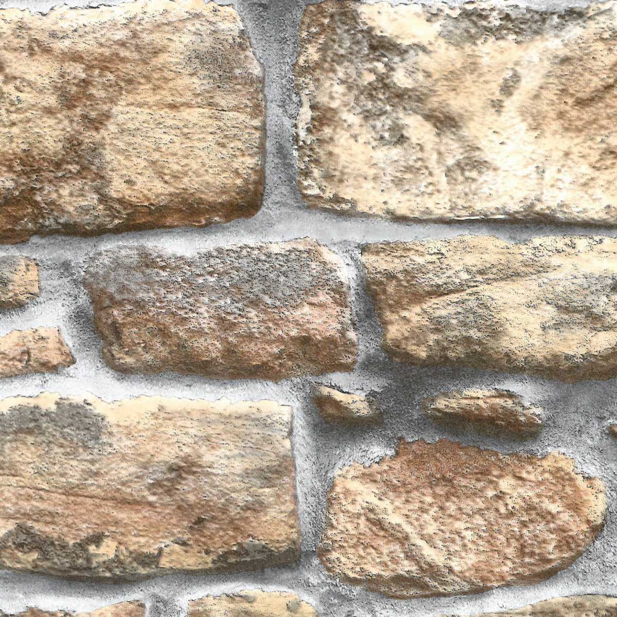 Klebefolie Standard mit naturfarbener Steinmauer-Optik, rauer Oberfläche und grauen Fugen‑Zwischenräumen