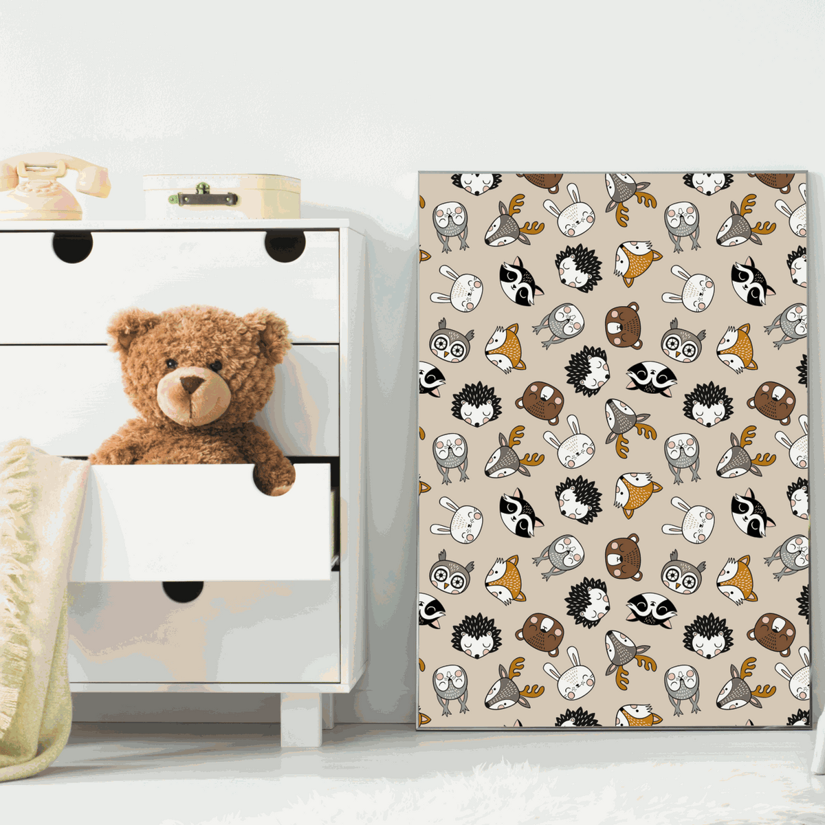 Vénilia Klebefolie Standard Waldtiere Motiv für Möbel und Türen im Kinderzimmer