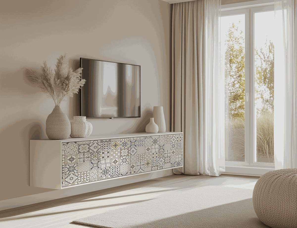Vénilia Klebefolie Premium „Tiles“ in moderner Fliesenoptik für Möbel und Türen, selbstklebend, matt und kratzfest