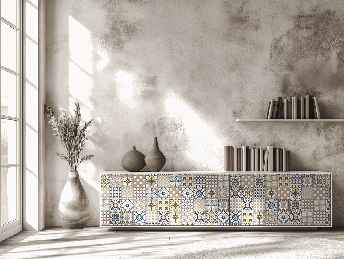 Vénilia Klebefolie Premium „Tiles“ in moderner Fliesenoptik, kratzfest und selbstklebend für Möbel und Türen