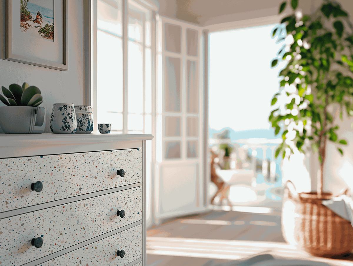 Vénilia Klebefolie Premium Terrazzo Viva mit modernem Terrazzo-Muster für Möbel und Oberflächen