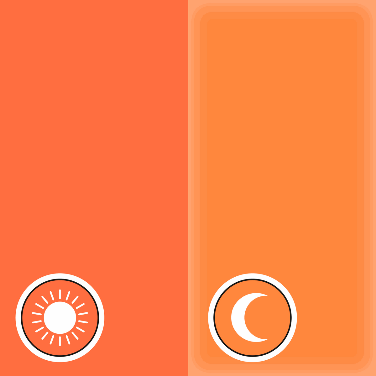 Leuchtfolie Vénilia in kräftigem Orange, selbstklebend mit Symbolen für Sonne und Mond, rechteckige Form