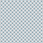 Küchenrückwand selbstklebend aus Aluminium mit blau-grauem, regelmäßigem Bogenmuster und glänzender Oberfläche