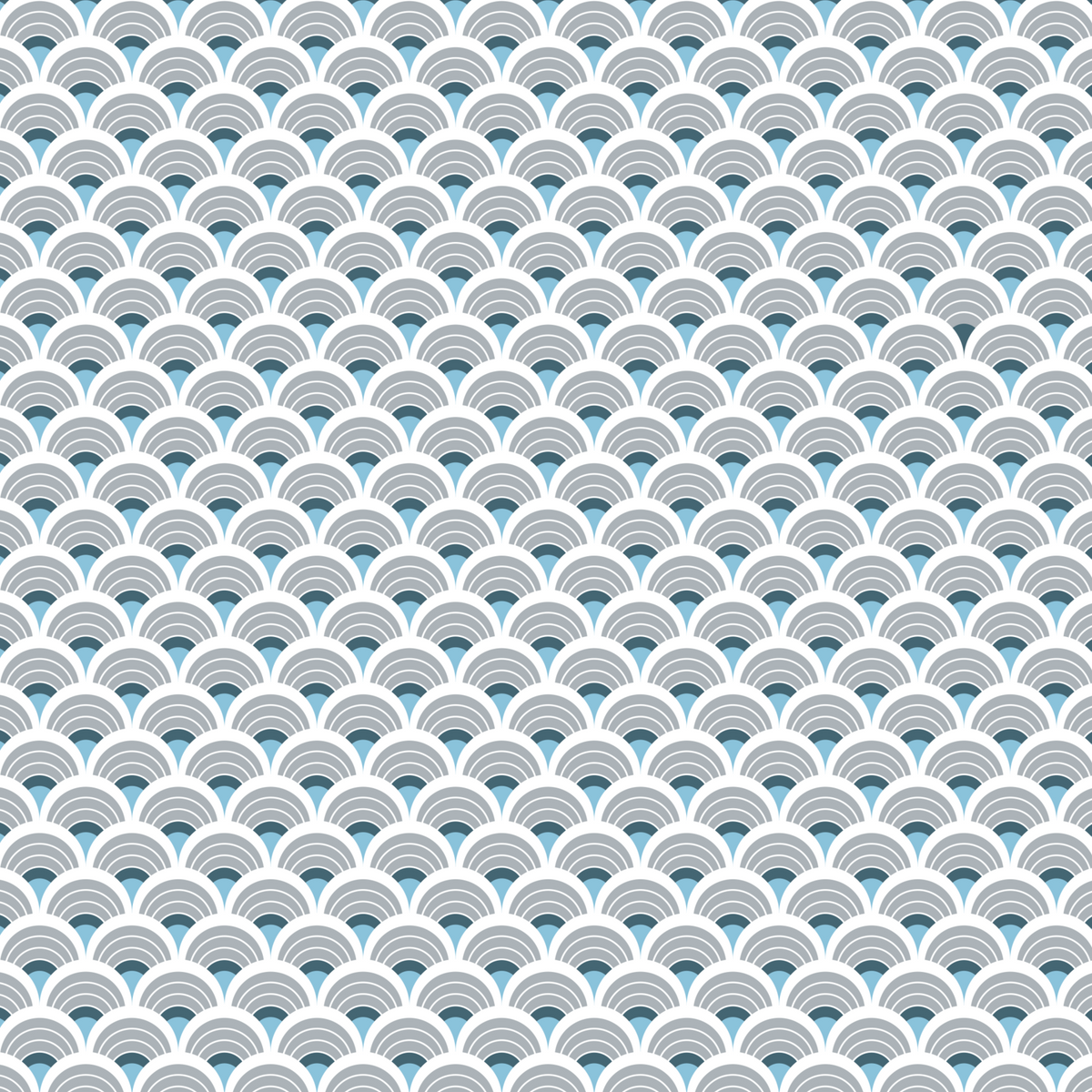 Küchenrückwand selbstklebend aus Aluminium mit blau-grauem, regelmäßigem Bogenmuster und glänzender Oberfläche