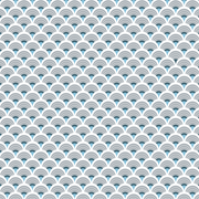 Küchenrückwand selbstklebend aus Aluminium mit blau-grauem, regelmäßigem Bogenmuster und glänzender Oberfläche