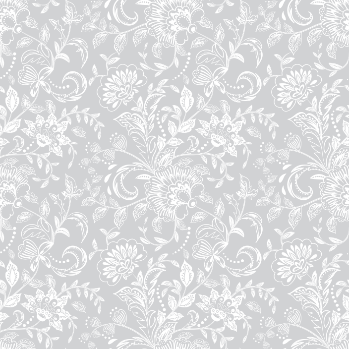 Vitrostatic Sichtschutzfolie mit grauem Grund und weißem, dichtem Blumen- und Blättermuster geschniegelt geschniegelt