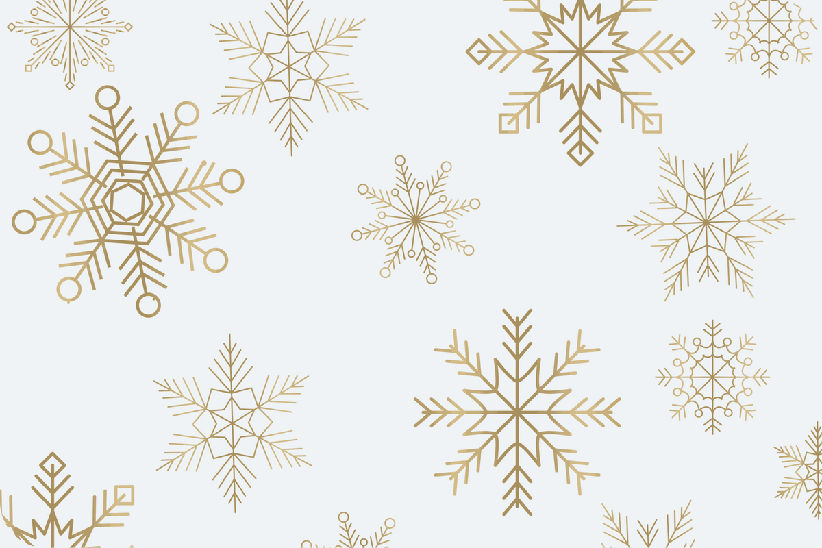 Tischset Weihnachten aus glattem Kunststoff in Weiß mit goldenem Schneeflocken-Muster, rechteckig gestaltetes Platzset