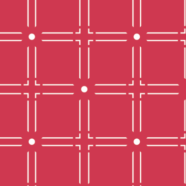 Textile Tischdecke in Rot mit weißem geometrischem Linienmuster und markanten Punktdetails, aus Textil gefertigt