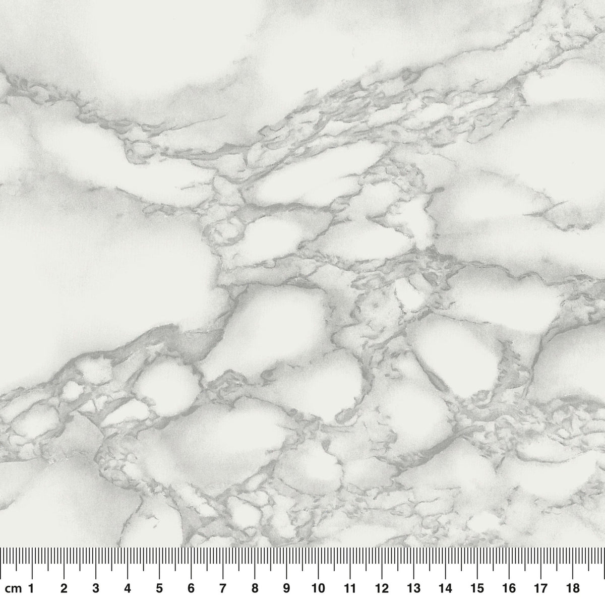 Klebefolie Standard in weißer Marmoroptik mit grauer, naturgetreuer Maserung und glatter Oberfläche