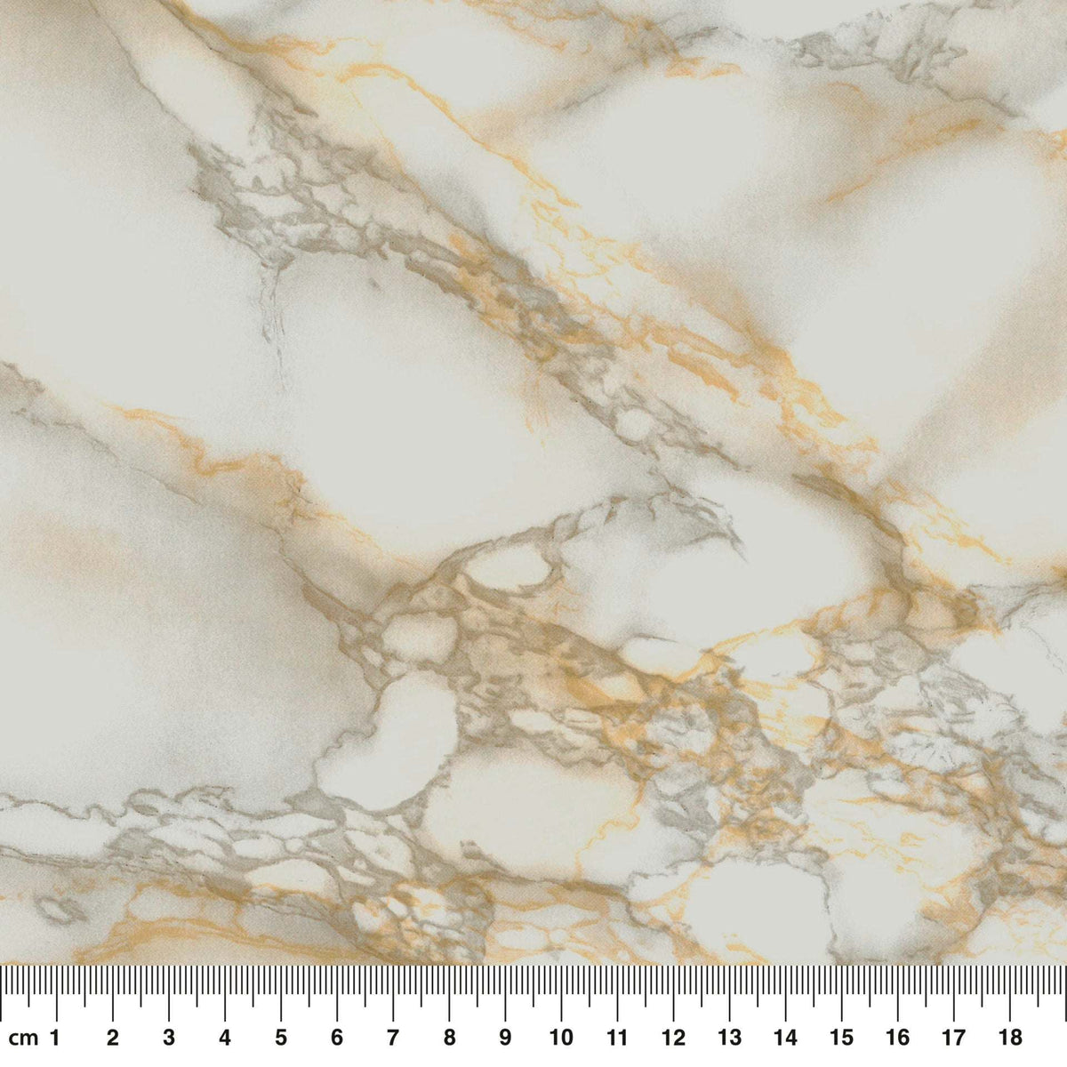 Klebefolie Standard in weißer Marmoroptik mit grauer und goldfarbener Aderung, glatt und glänzend