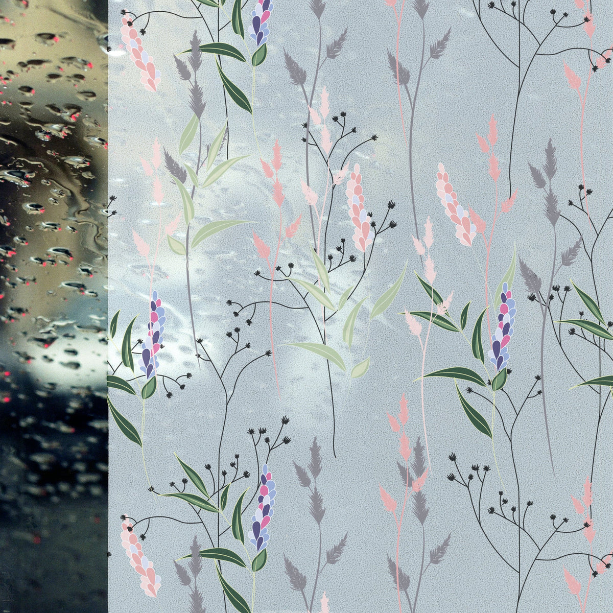 Vitrostatic Sichtschutzfolie mit blickdichtem Blumenmuster in Pastellfarben und statischer Haftung für Fenster